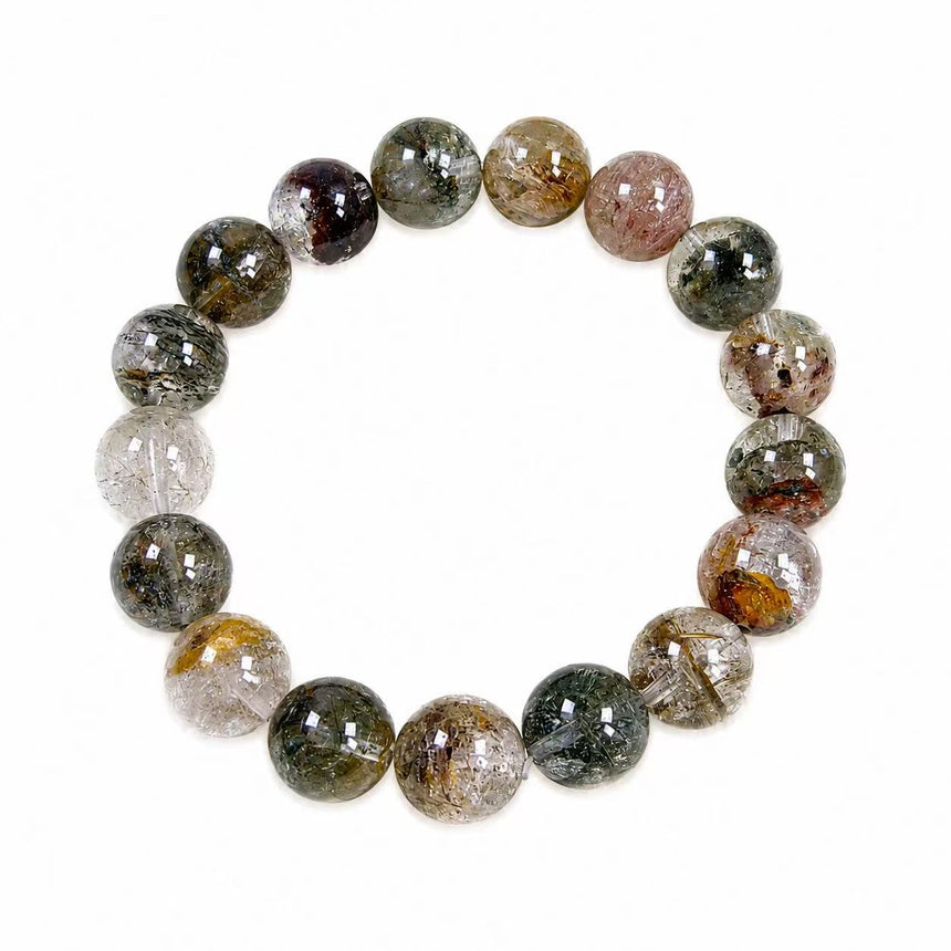 Natural Quartz Crystal Genuine Lodolite Gemstone Bracelet