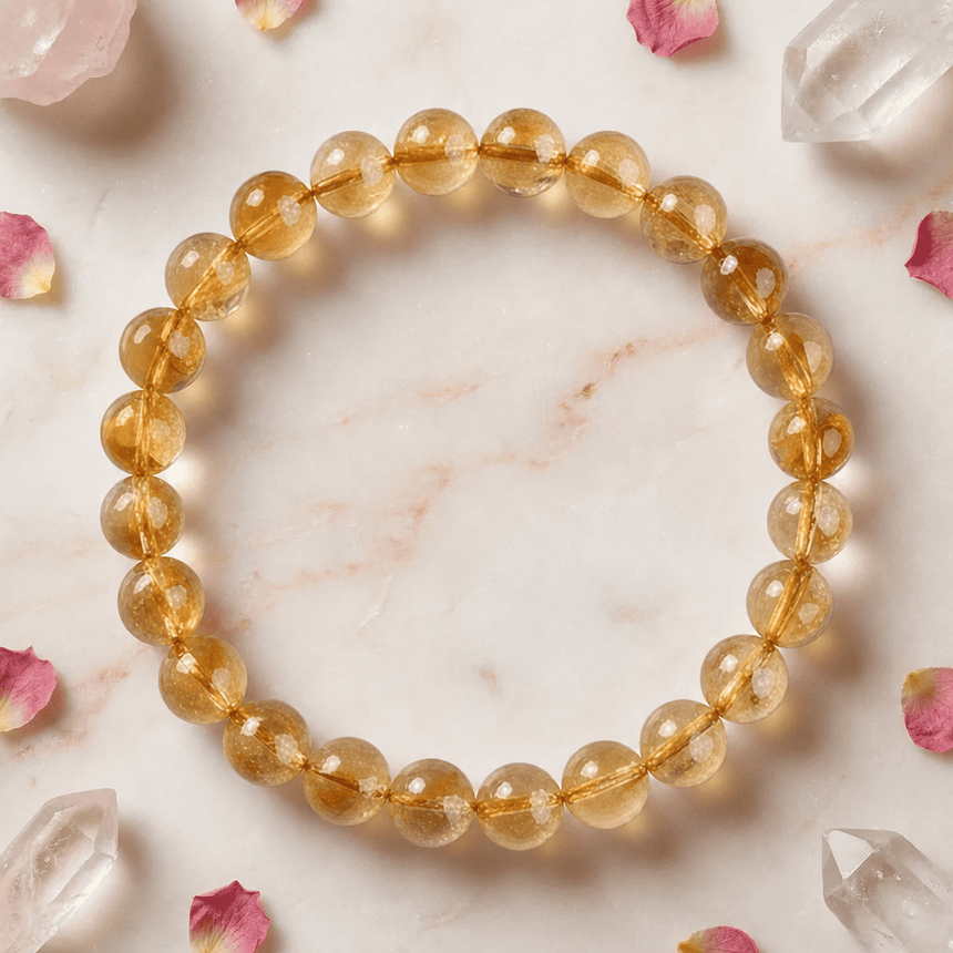 Natural Golden Genuine Yellow Citrine Crystal Bracelet