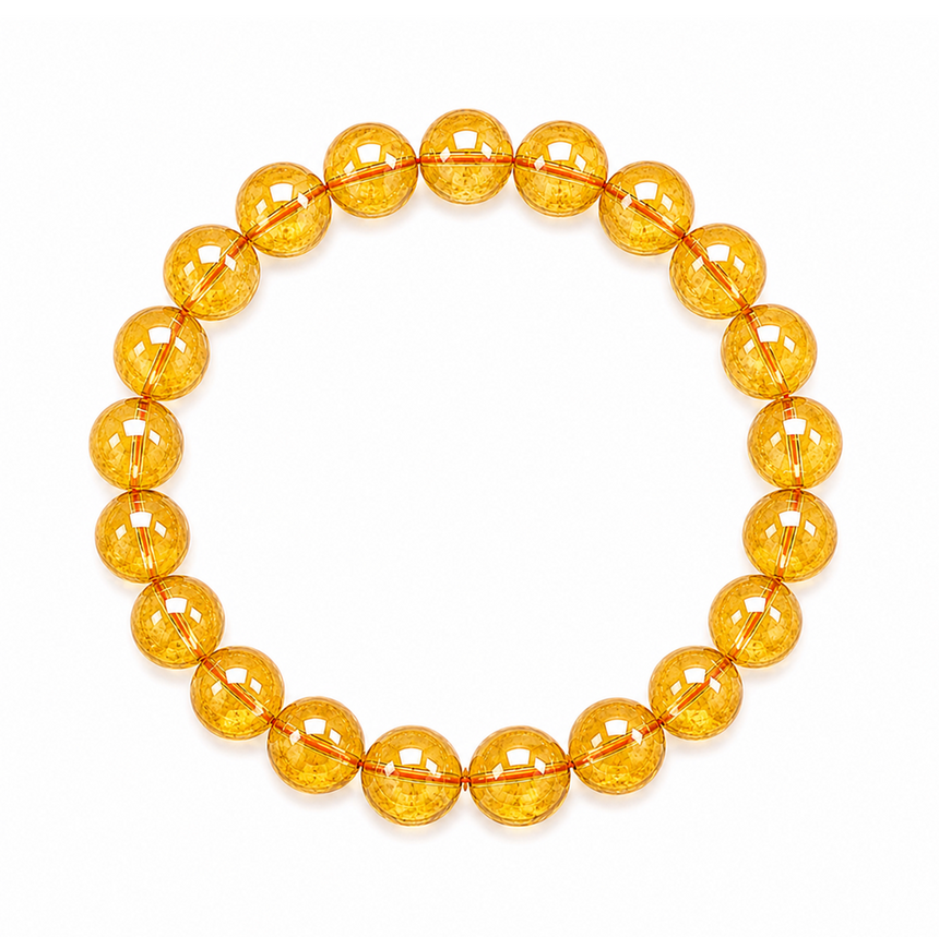 Natural Golden Citrine Yellow Gemstone Beaded Bracelet