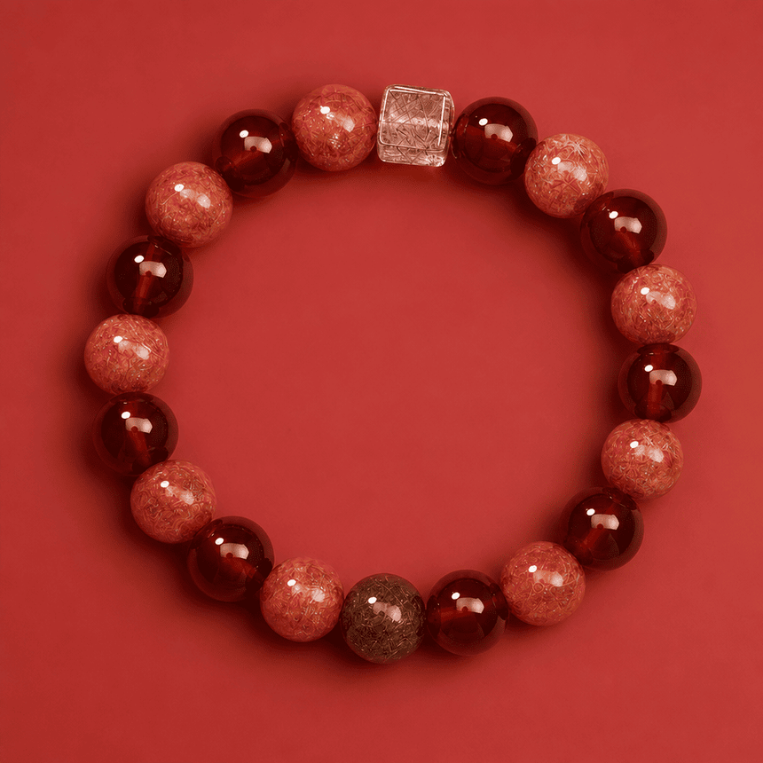 Natural Red Crystal Handmade Beaded Bracelet