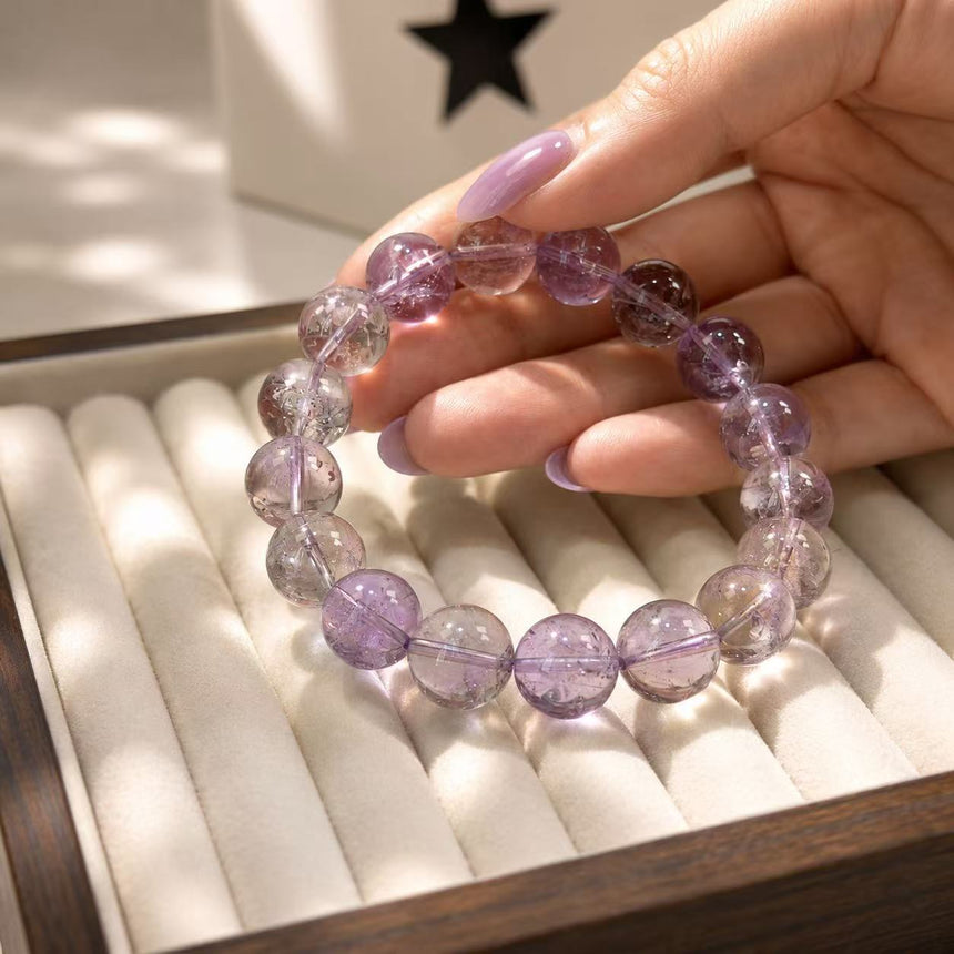 Natural Ametrine Crystal Bead Bracelet