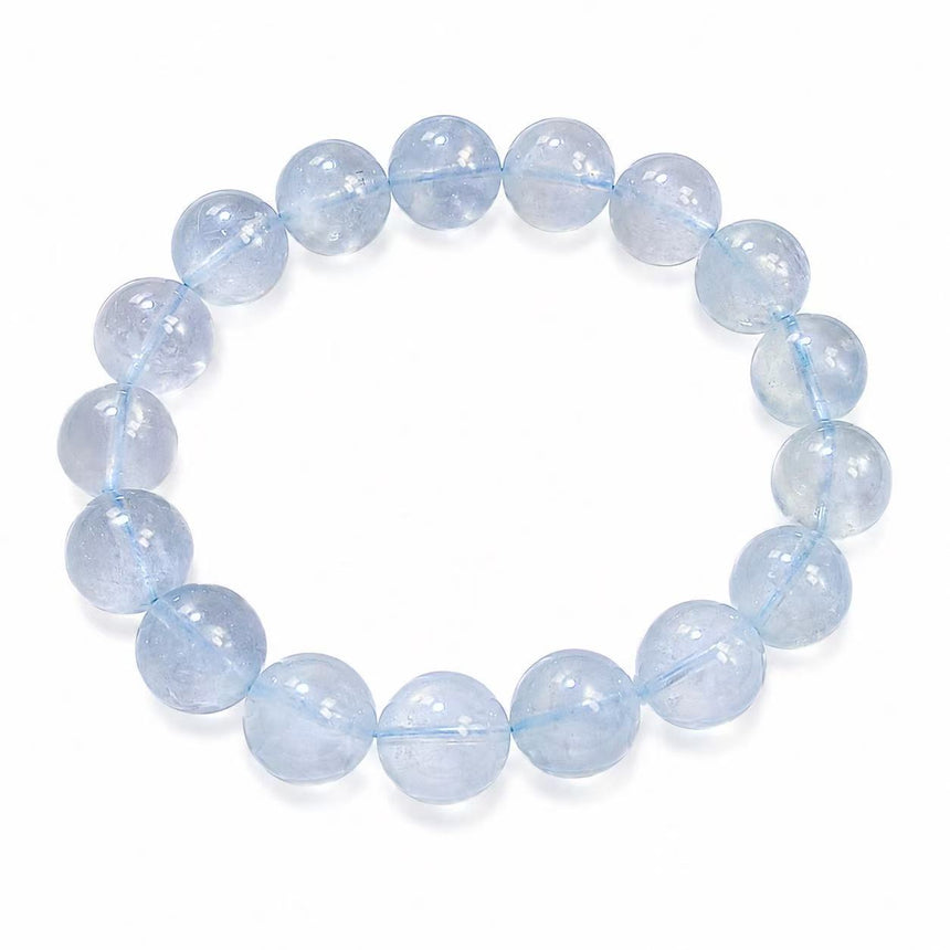 Natural Blue Aquamarine Gemstone Beaded Bracelet