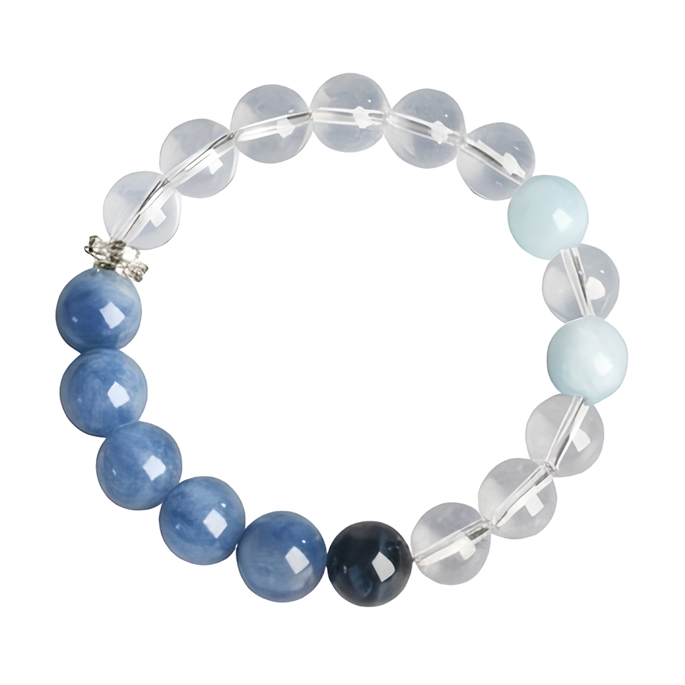 Natural Blue Mixed Gemstone Genuine Beaded Crystal Bracelet
