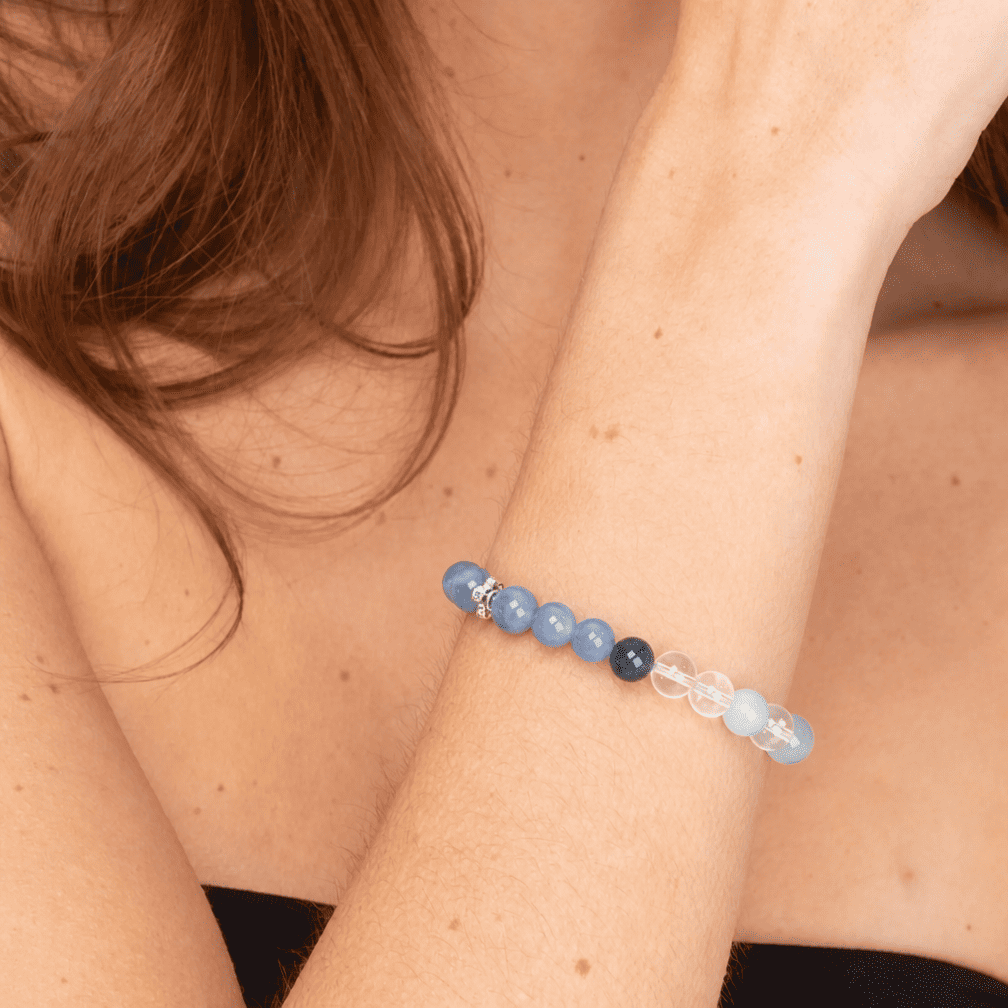 Natural Blue Mixed Gemstone Genuine Beaded Crystal Bracelet