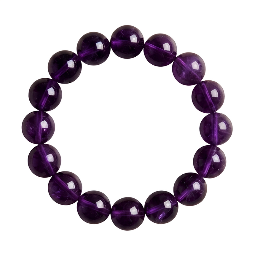 Natural Amethyst Crystal Beaded Bracelet Purple Gemstone Bracelet